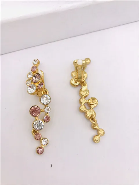 Oscar European and American Fashion Trend Retro Literary Elegance Shining Crystal Ear Clips Wholesale