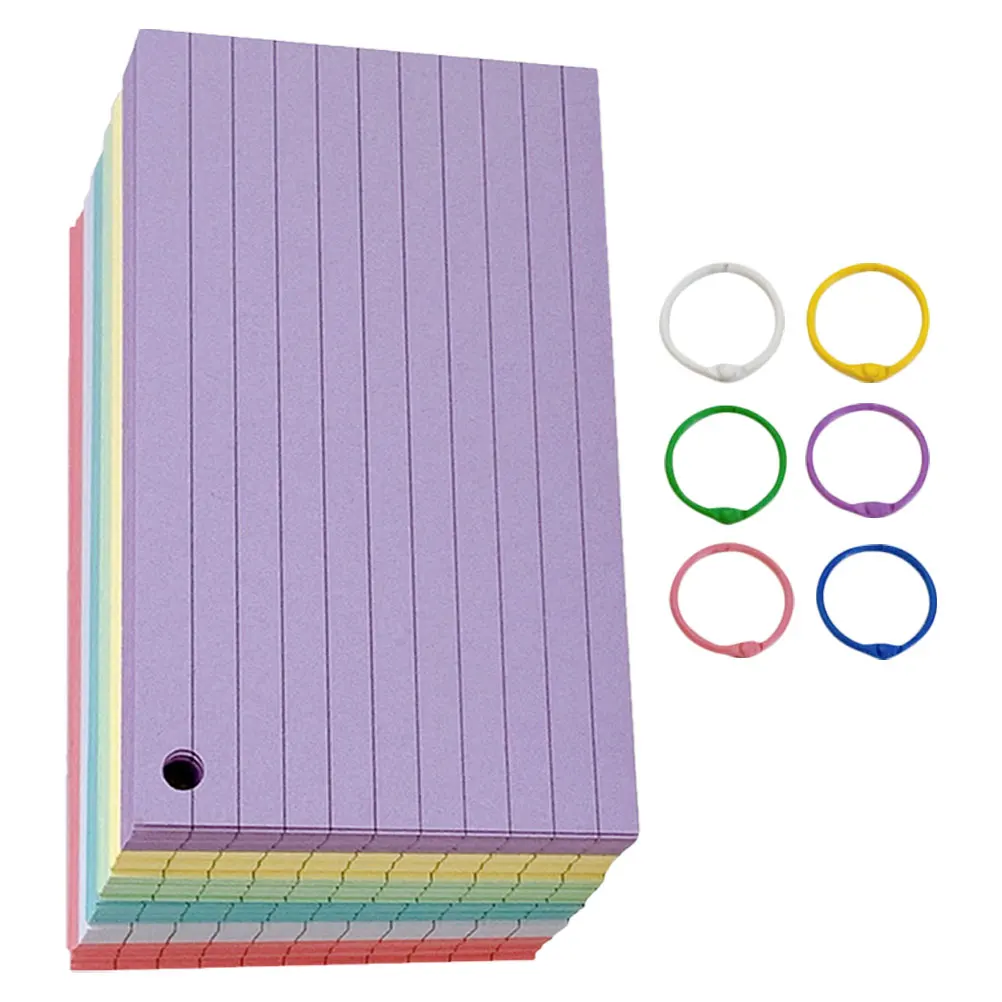 

1 set 600 Pages Colored Index Cards Notebooks 6 Metal Rings 6 Colors Mini Notepads for Journal Memo Study Cards Portable