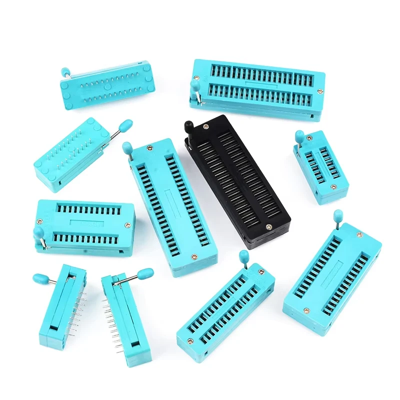 Snvi 1pcs/lot 14 16 18 20 24 28 32 40 P Pin 2.54 MM Green DIP Universal ZIF IC Socket Test Solder Type IC lock seat zif socket