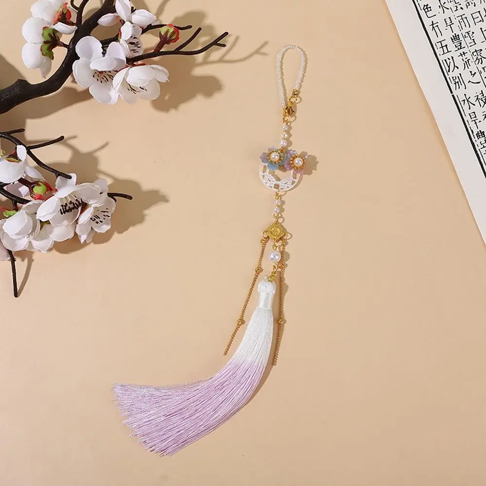 Chinese Style Women Hanfu Ornament Handmade Long Tassel Butterfly Imitation Pearl Temperament Brooch Waist Cheongsam Accessory