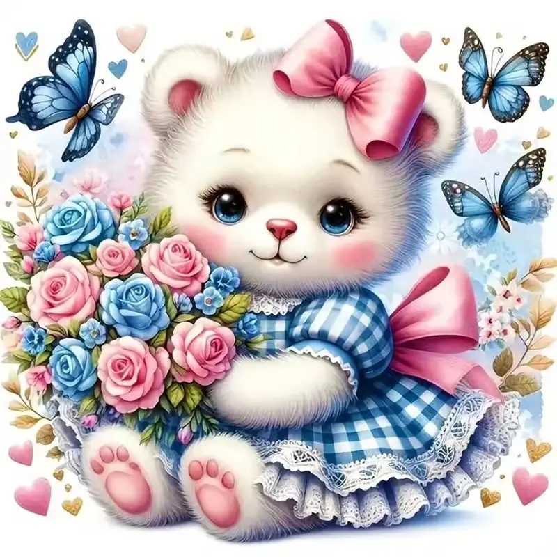 

CHENISTORY Diamond Painting Flower Bear 5D DIY Diamond Embroidery Rhinestone Picture New Arrival Home Decor