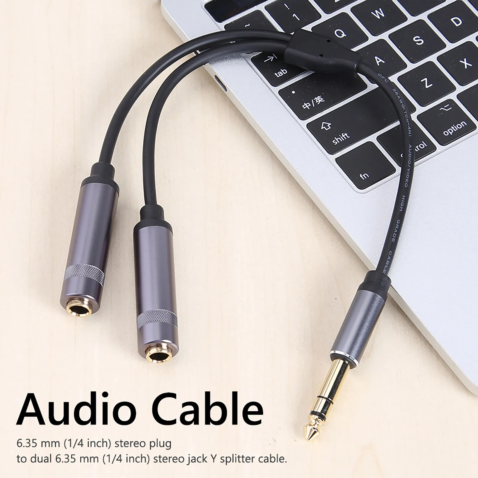 High Quality 6.35mm 1/4\'\' TRS Stereo Male to Dual 6.35mm 1/4\'\' TRS Stereo Female Adapter Cable Audio Splitter Extension Cord