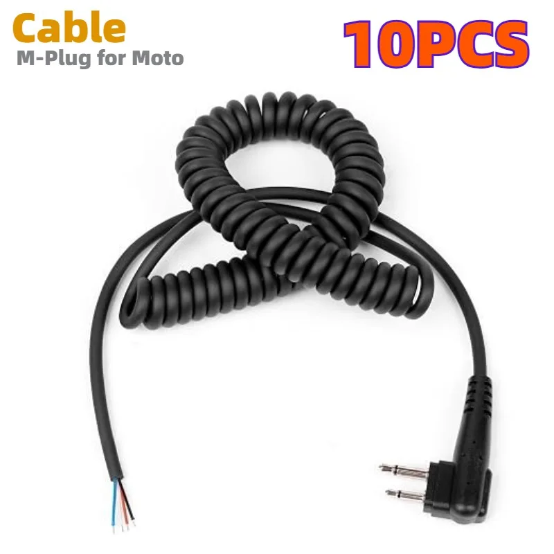 

10pcs M-Plug 4 Raw Wires to M1 2 PIN Adapter Durable Coiled Cable for Motorola HYT Black Box Speedcom Two Way Handheld Radios