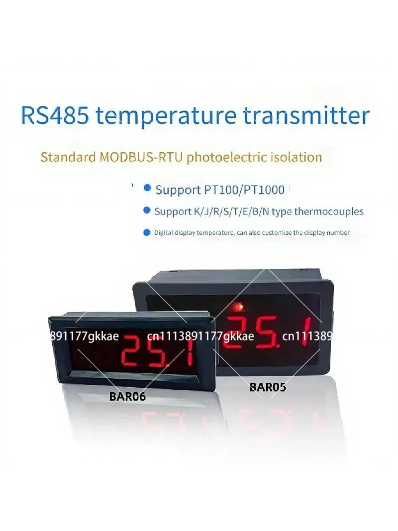 RS485 Digital Thermometer PT100 Transmitter K Type Thermocouple 5 Bit Digital Tube Serial Display BAR05 06