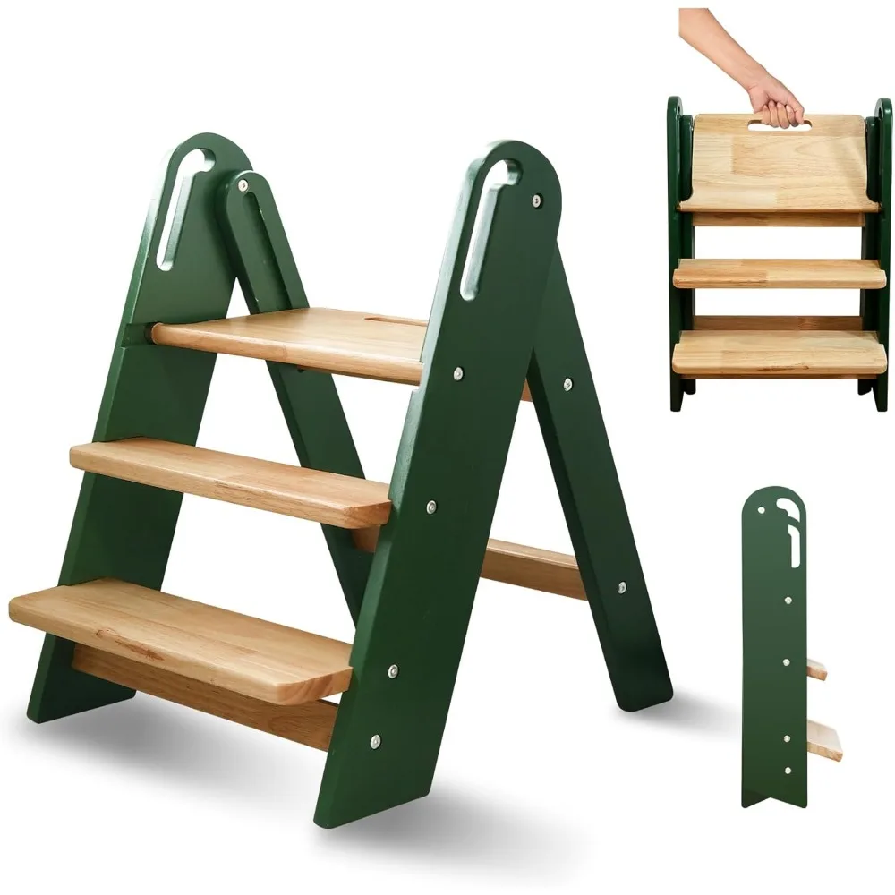 

Step Stool for Toddler, 3-Step Kids Step Stool for Bathroom Sink, Foldable Toilet Potty Training Stool with Handles, Child Kitch