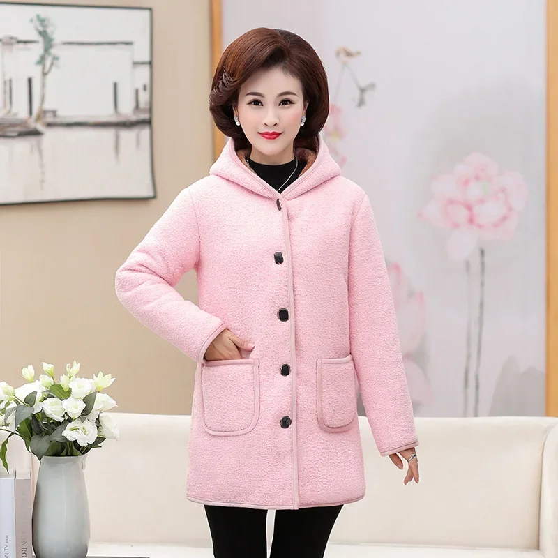 Parkas Coat Middle Aged Women Clothing Winter Plus Size Padded Warm Jacket Women'S Long Overcoat Outerwear Mother Coats FF1847