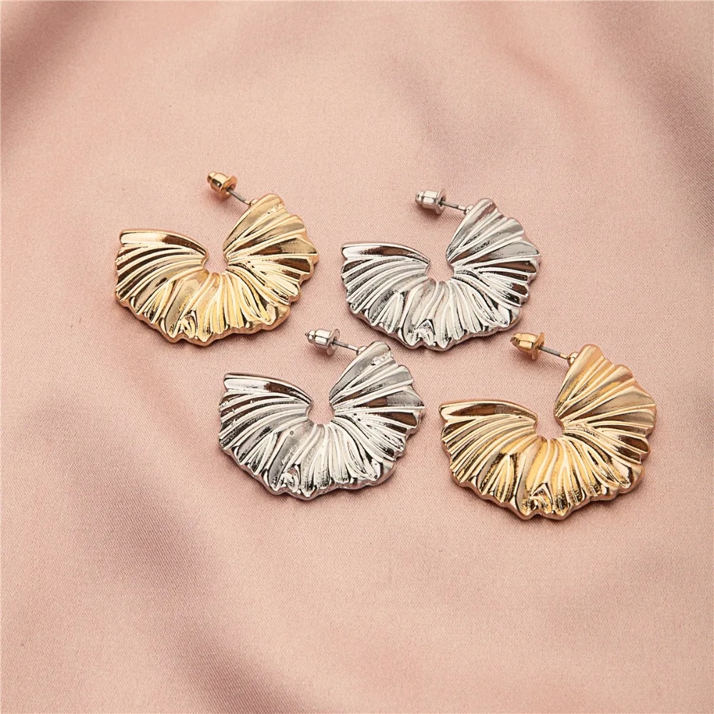 Classic Ginkgo Leaf Simplicity Stainless Steel Stud Gold Color Earrings For Women Piercing Exquisite Fashion Jewelry Accessories