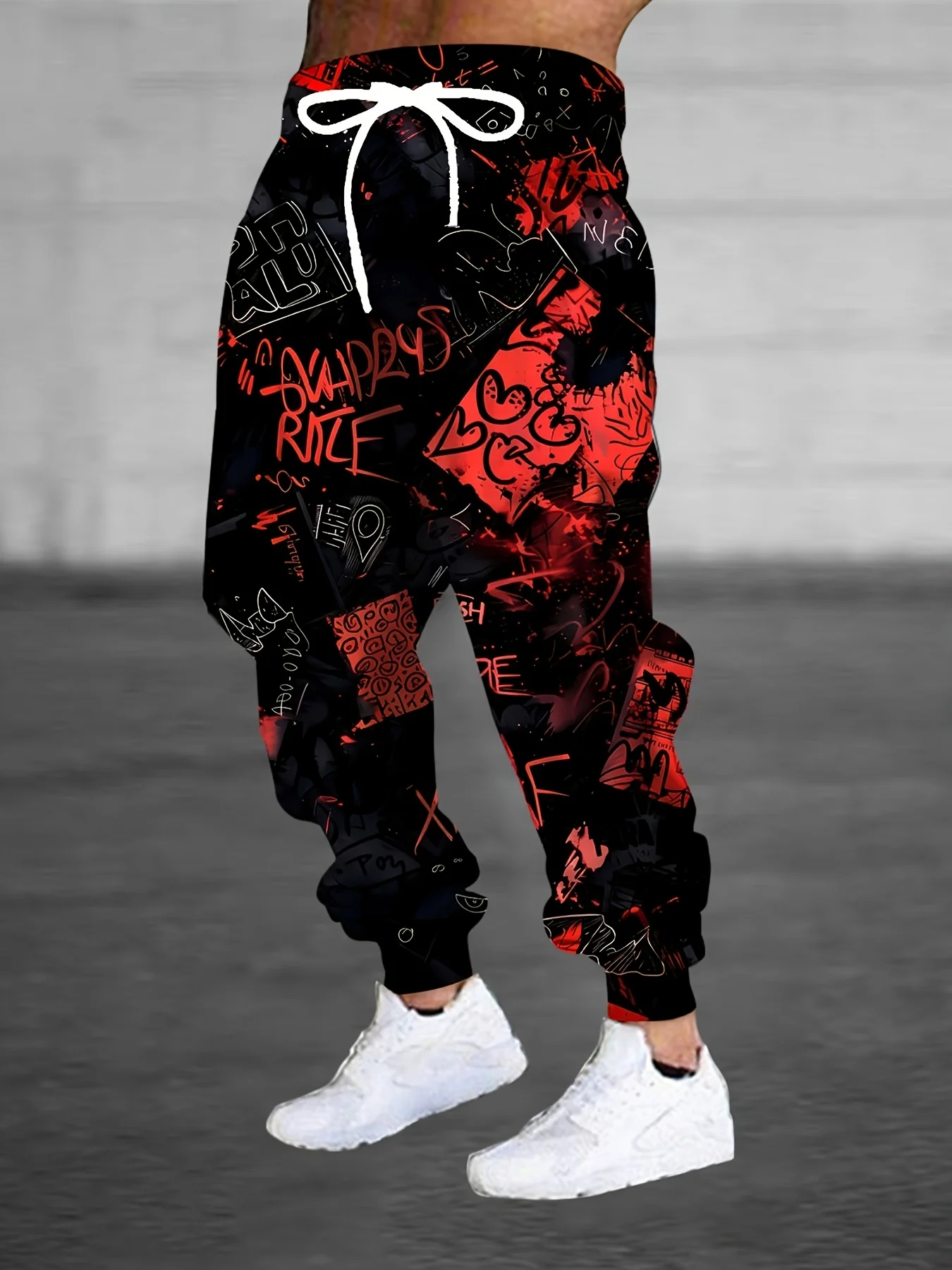 بنطال رياضي كازال 2025 للرجال مطبوع عليه جرافيتي سروال ركض بقصة ضيقة سروال صالة غير رسمي مع جيوب ملابس خروج للخريف والشتاء #3