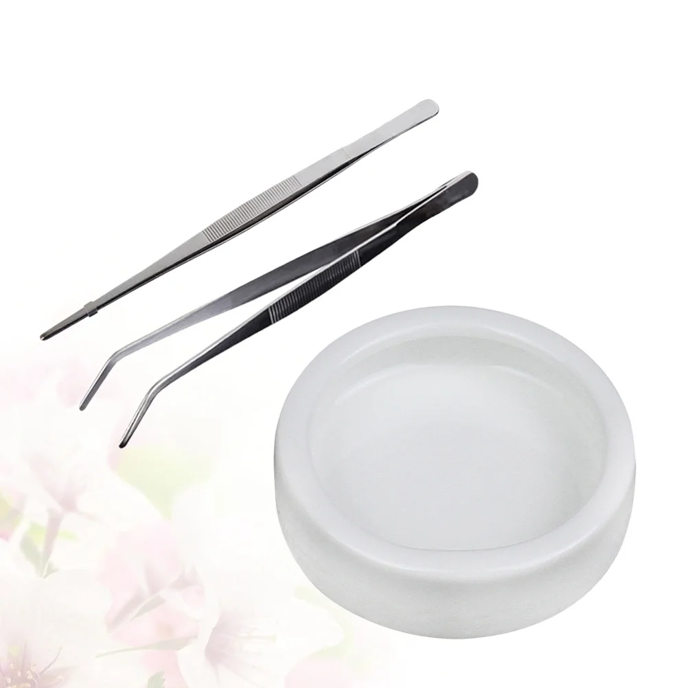 

3Pcs Reptile Feeder Ceramics Bowl Stainless Steel Tweezers Space Saving Feeding Accessories for Tortoise Lizard Frog Snake