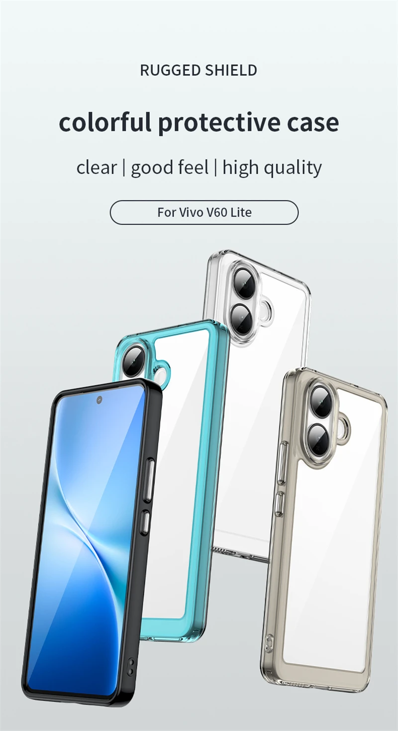حافظة شفافة ملونة لهاتف Vivo iQOO Z10R حافظة واقية من السيليكون مضادة للخبط غطاء Vivo iQOO Z10R لهاتف Vivo iQOO Z10R