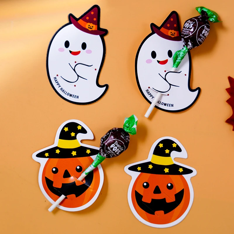 50PCS/bag Christmas Halloween Candy Package Card Ghost Pumpkin Holder Biscuits Decoration Kids Gift Home DIY Supplies