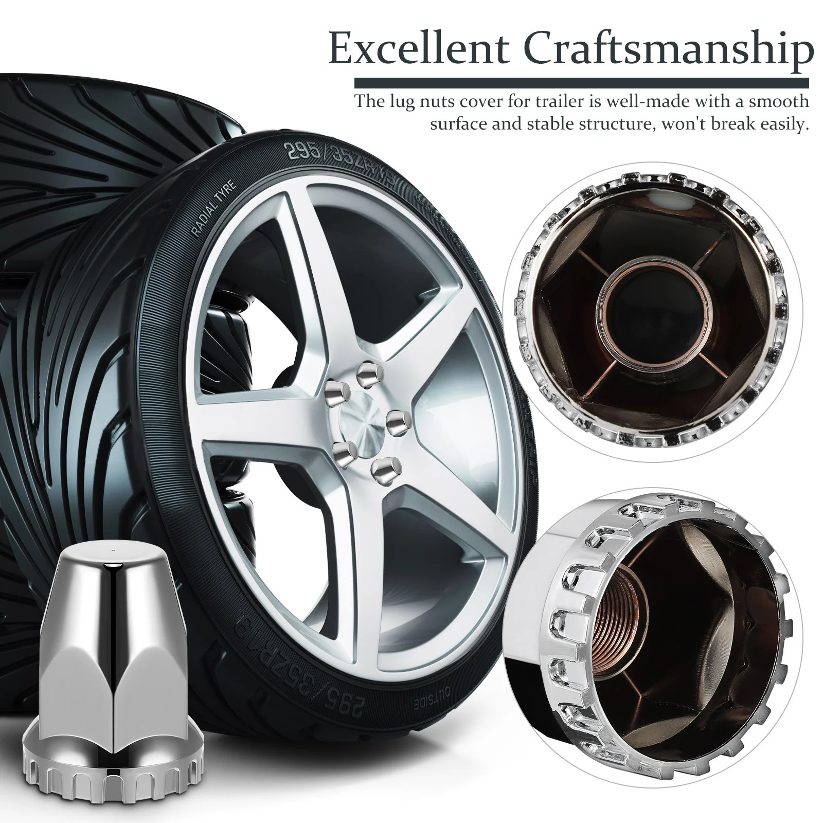 

20Pcs Lug Nut Covers Semi Truck Plastic Chrome Lug Nuts Cover Durable Rustproof for Trailer Hub Wheel Hub Cover
