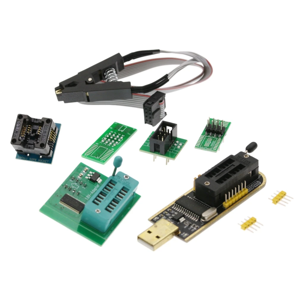 CH341A 24 25 Series EEPROM Flash BIOS USB Programmer Module + SOIC8 SOP8 Test Clip + 1.8V Adapter KIT