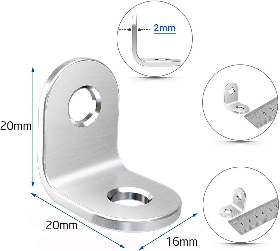 5/10PCS L Bracket Corner Brace Sets Sliver Stainlessy Steel 90 Degree Right Angle corner Brace Joint Bracket Fastener Furniture