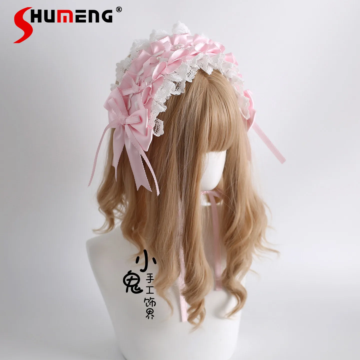 Originele Japanse Zoete Kawaii Meisje Roze Haarband Kant Boog Leuke Veelzijdige KC BNT Hoofddeksels Dames Lolita Haaraccessoires