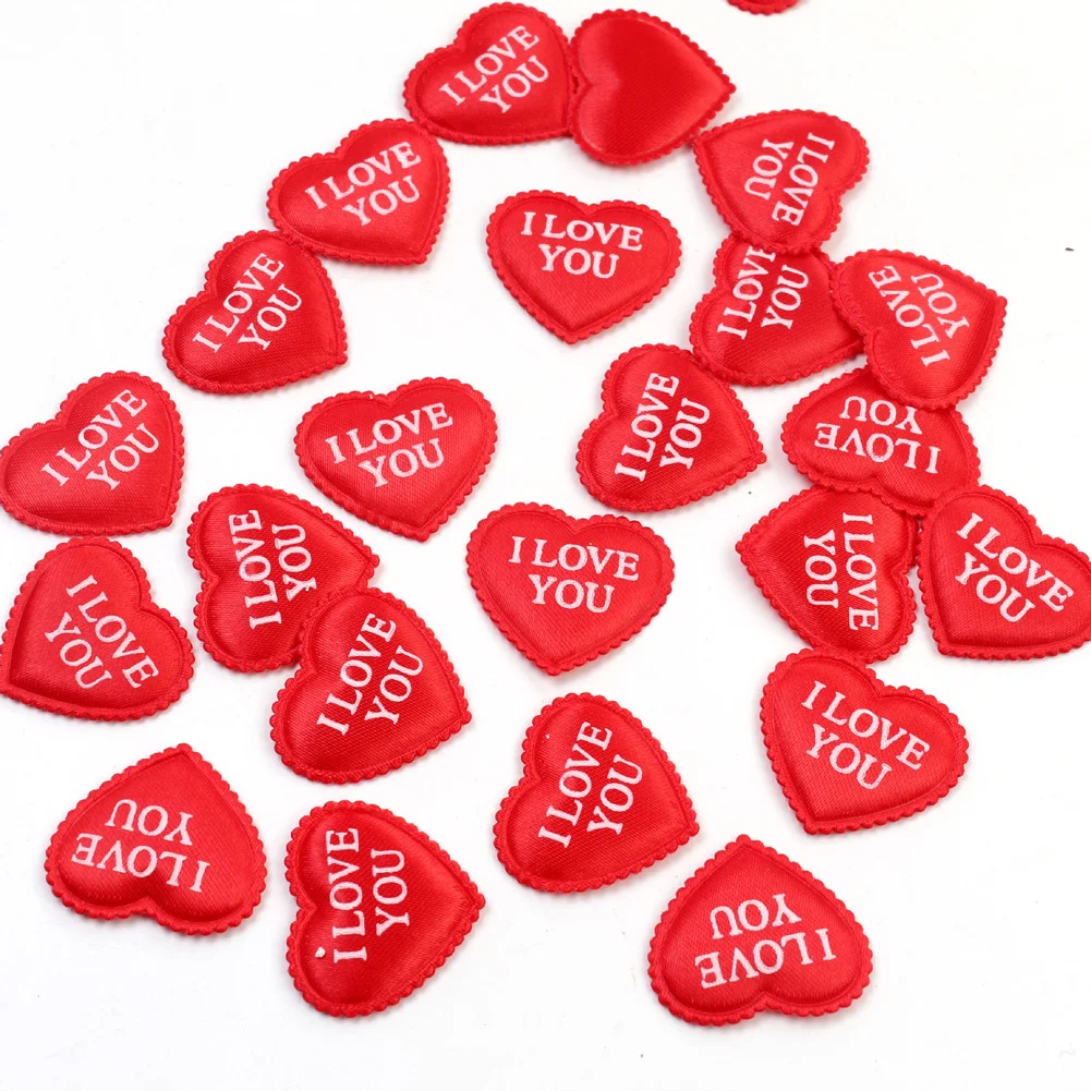 100pcs Fabric Heart dia 3.5x2.5cm Love you Wedding Party Confetti Table Decoration birthday party Decorative Supplies