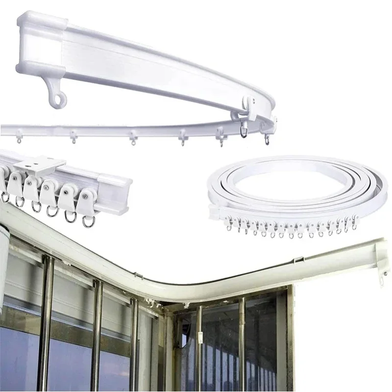 2/3/5/6M Biegbare Vorhangschiene für Schlafzimmer, Balkone, Badezimmer, Flexible Geräuscharme Raumteiler-Schiene, Fensterdekoration für Zuhause