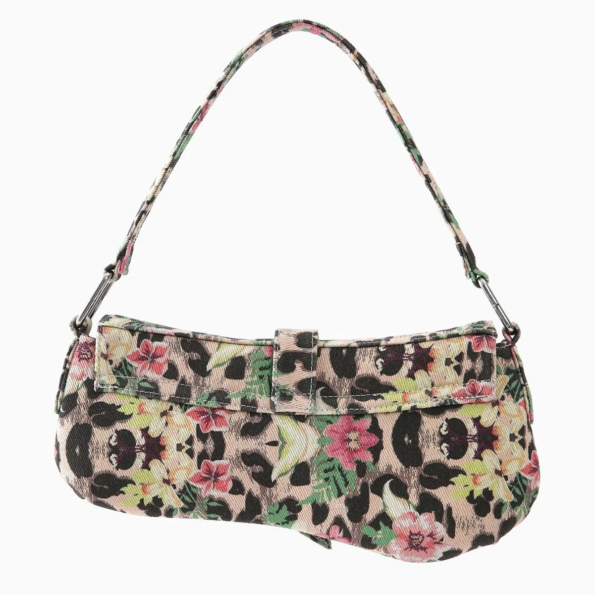 2026 New Y2K Color Block Denim Underarm Bag Fashion Niche Leopard Print floral print Single Shoulder Bag Street Trend Bag