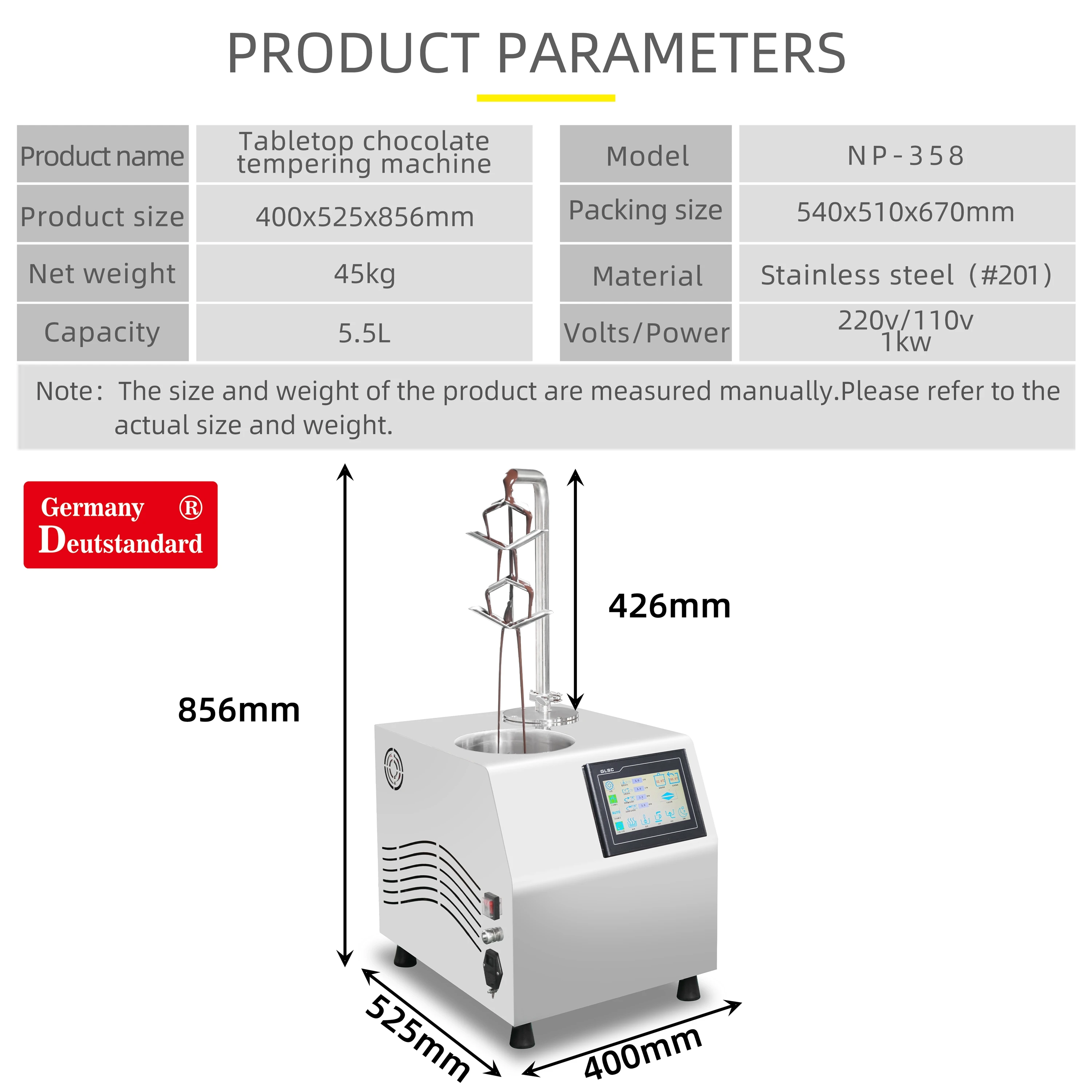 5.5L Automatic Chocolate Melting Machine Electric Small Food Processor With 220V For Peanut & Chocolate Applications