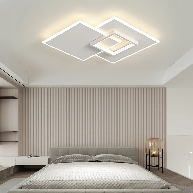 QILEMEI Modern White Ceiling Light Living Room Bedroom Study LED Lamp Remote Control Light Indoor Home Lighting Fixtures