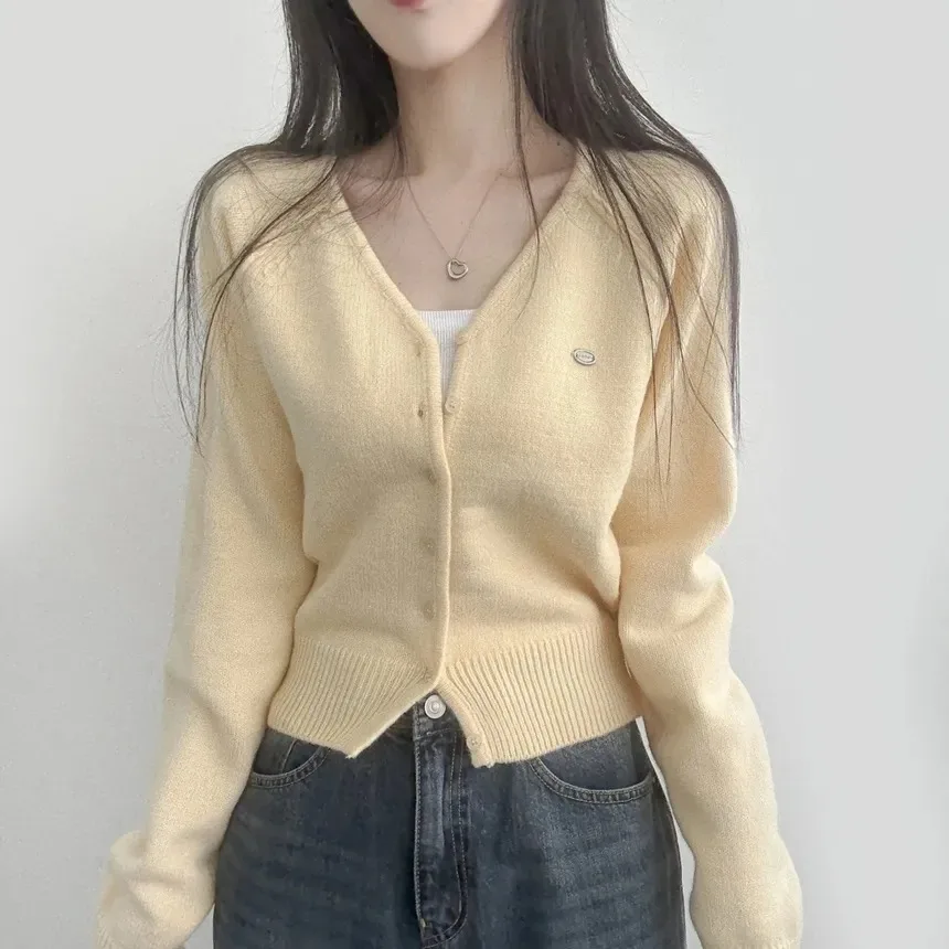 Cardigã Feminino de Tricô Grosso para Outono/Inverno, Cor Sólida Vibrante, Simples, Efeito Emagrecedor, Versátil para o Dia a...