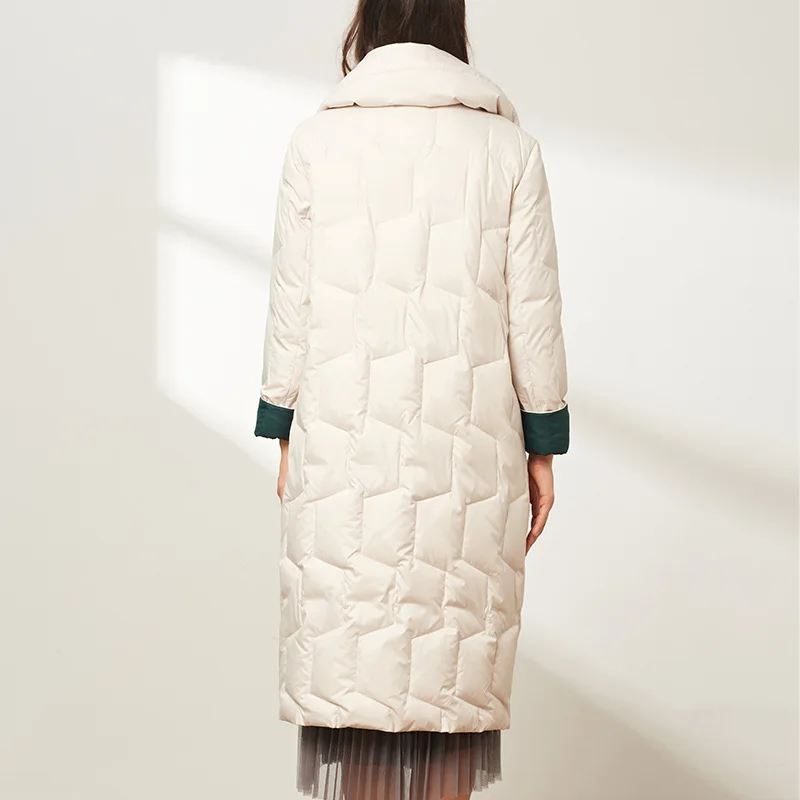 2022 New Winter Women Long White Duck Down Puffer Hoodies Jackets Fashion Casual Windproof Coats