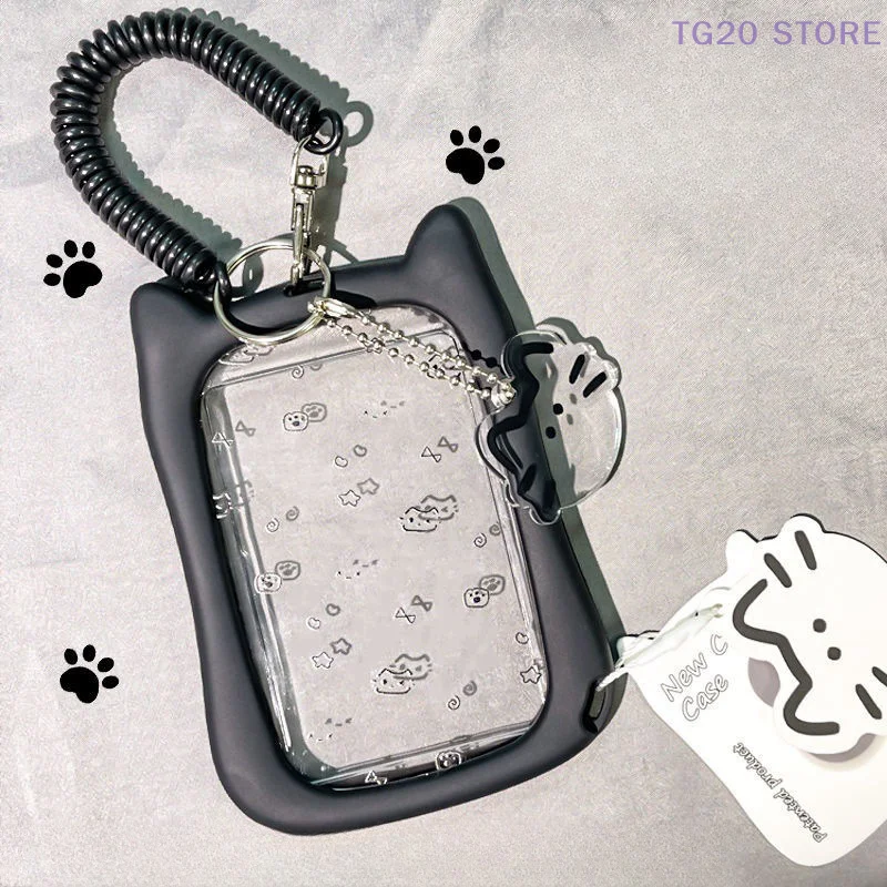 Meal Card Cat Ear Cover Photocard Holders Cute Photo Frame Student Campus Backbag Pendant Ornament Keychain ID Card Holder