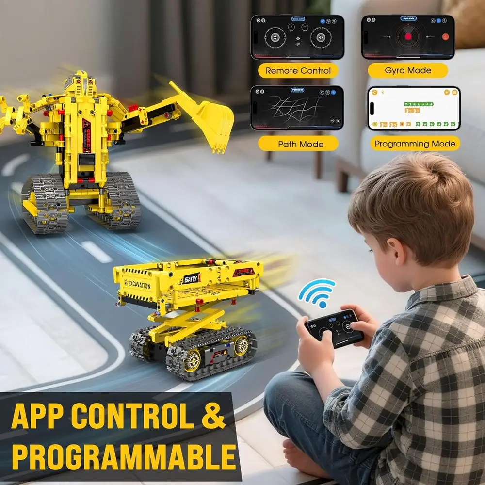 Kit de robótica STEM para niños: bloques de construcción de 550 piezas con robot RC, aplicación y control remoto, edades de 6 a 14 años