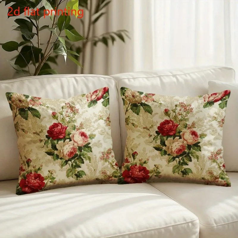 

Vintage Pink Peony Pillowcase Double Sided Print Romantic Soft Pillow Cover Bedroom Living Room Couch Decor Cozy Accessories
