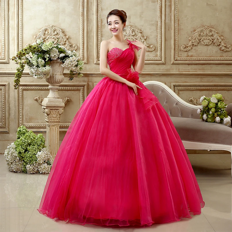 Customized New Tulle Ball Gown Fashionable One-shoulder Floor-length Puffy Dresses For Prom Simple Elegant Quinceanera Dresses