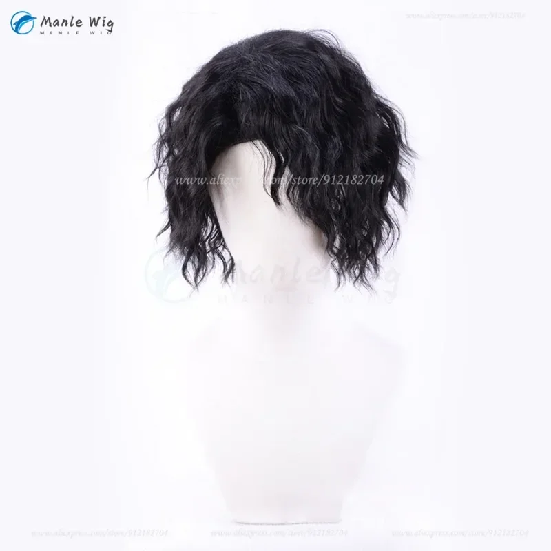 Anime Sakusa Kiyoomi Wigs Cosplay Short Wave Black Fluffy Sakusa Kiyoomi Cosplay Wig Heat Resistant Hair Halloween Wig Wig Cap