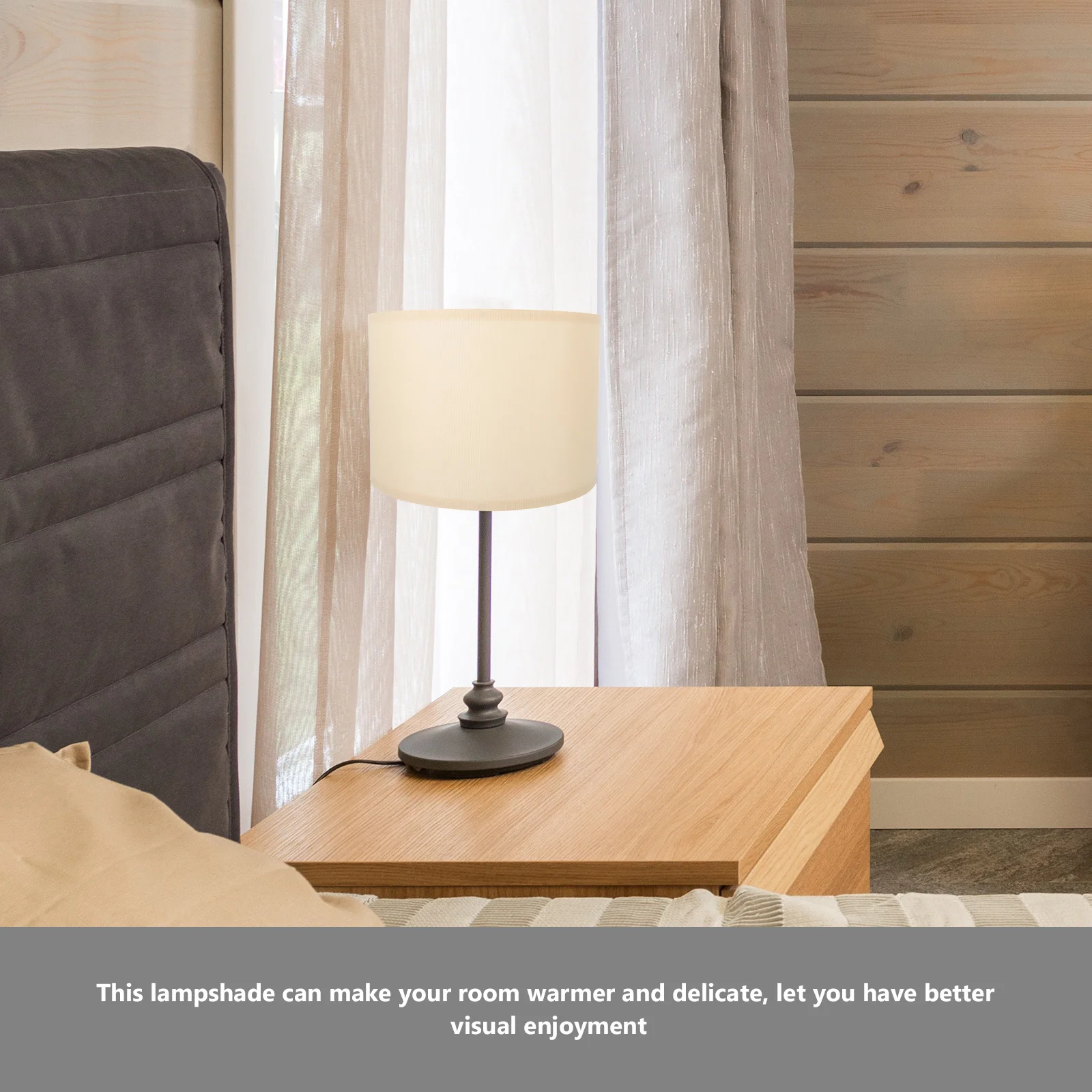 عاكس الضوء من الكتان البيج المنزلي، تصميم بسيط وقوي لحماية العين، ضوء ناعم لغرفة النوم وغرفة المعيشة، غطاء مصباح أرضي حديث #1