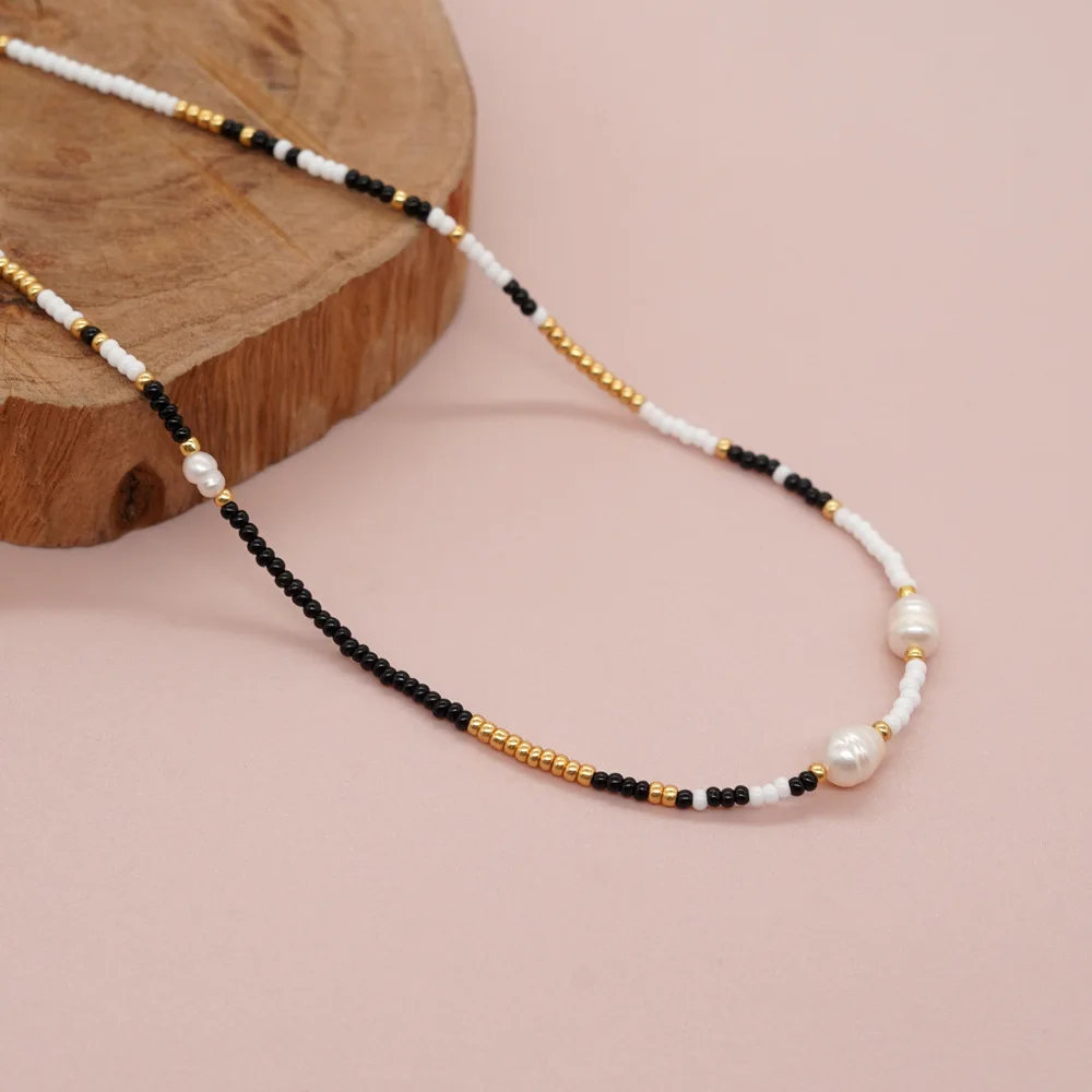 Bohemian Minimalist Luxury Freshwater Pearl Choker Women Handmade Fine Femme Colorful Fashion Jewelry Miyuki Seed Bead Necklace