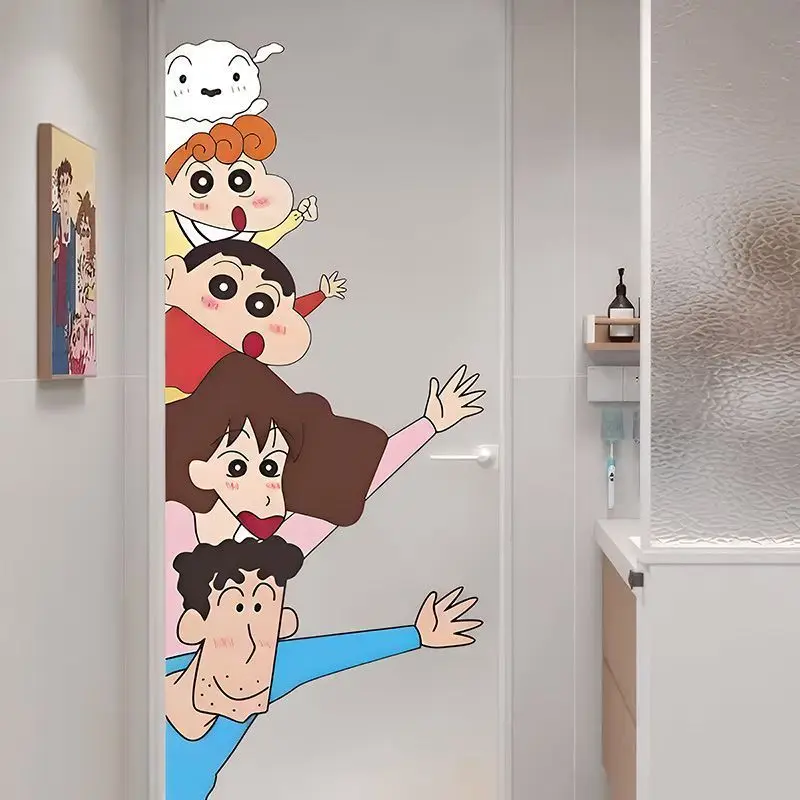 

New Crayon Shin chan wall sticker elevator door self adhesive drawing cartoon glass window sticker shop decoration door sticker