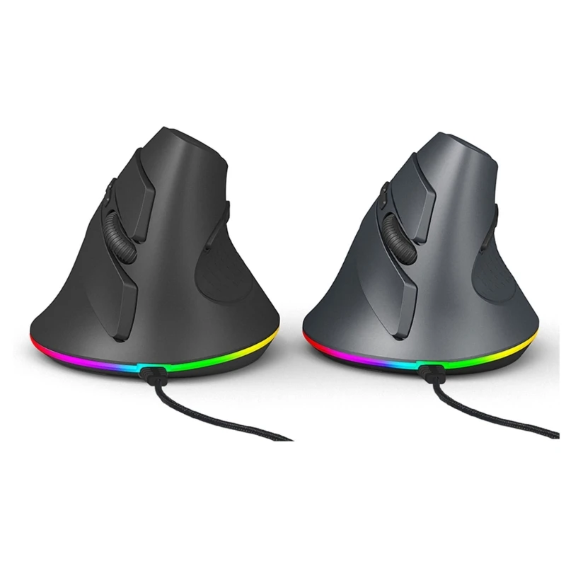 

Versatile Wire Vertical Mouse with Customizable RGB Lighting 7 Programmable Button for PC Computer Office School Gaming Dropship