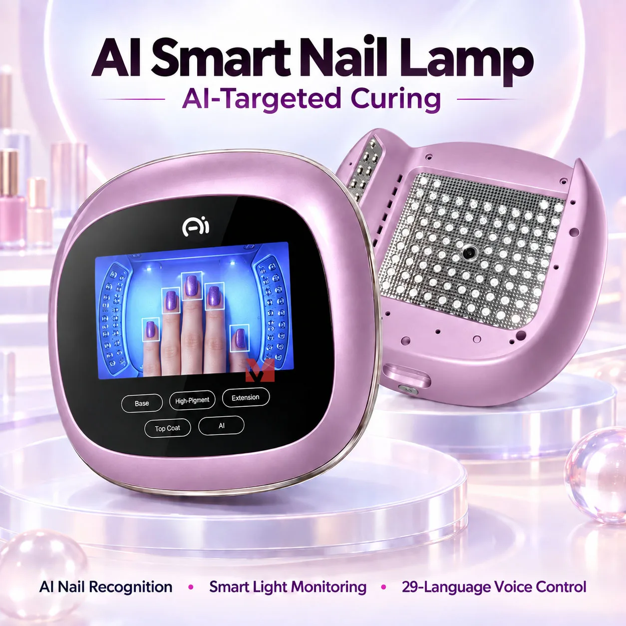 NEW AI Smart Nail Lamp 136 LEDs 360° Full Image UV Nail Dryer Home Use Nail Curing Lamp Fast Curing Nail Lamp for Salon Manicure