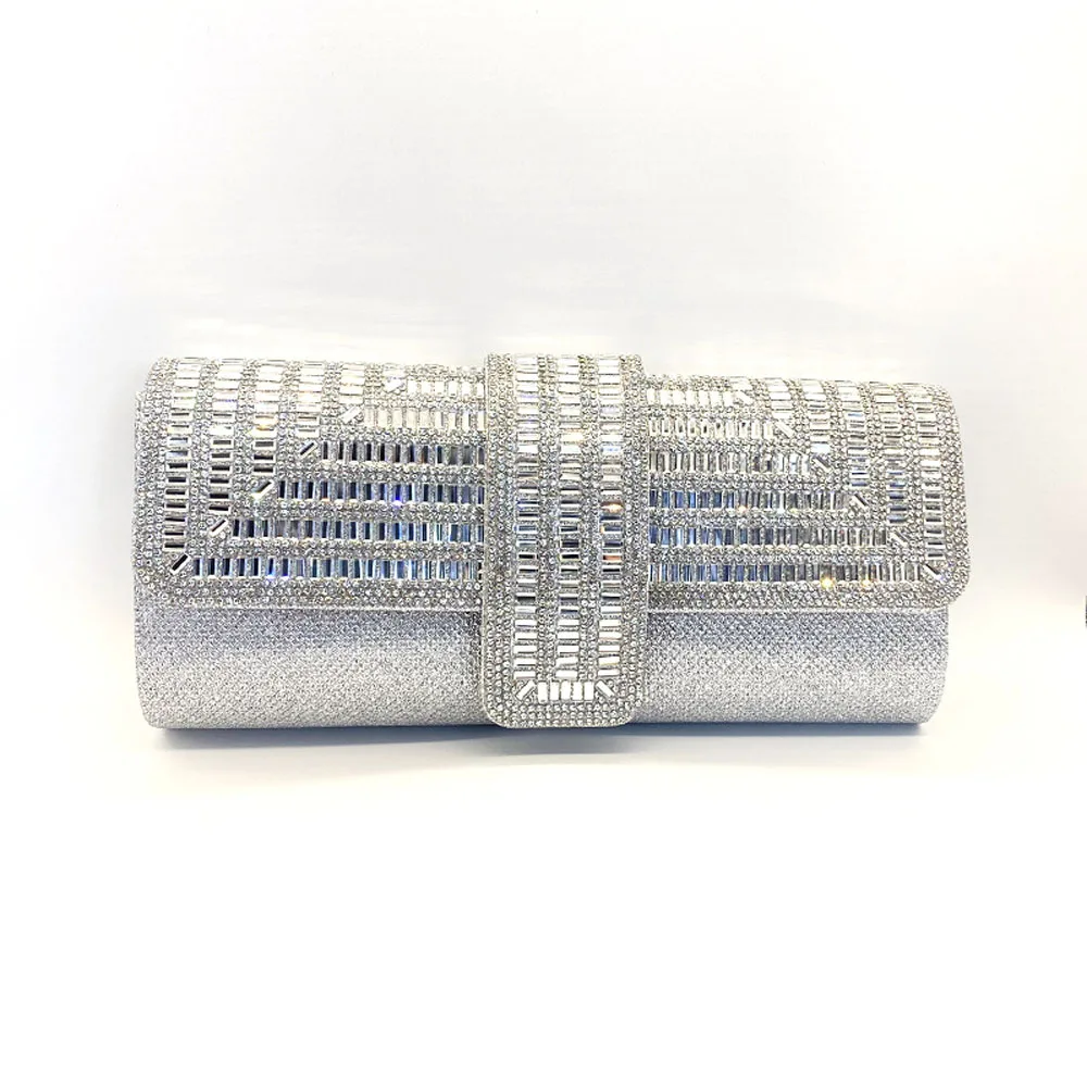 Glitter Silver Clutch Bag For Women Envelope Evening Bag  Elegant Long Purse Women Bags Wedding Party Handbag