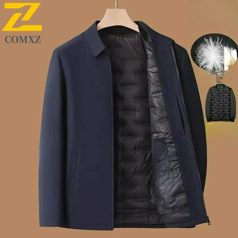 

COMXZ Mens Down Jacket New Fashion Classics Detachable Inner Thickened Warm Coat Premium Comfort Cold Proof Winter Jackets