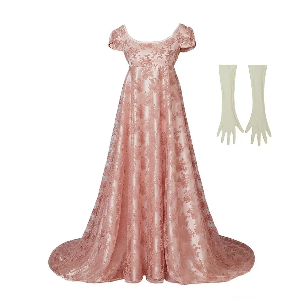 

Princess Dress Edwina Sharma Cosplay Costume High Waistline Regency Era Ball Gown Dress Costume Pink Party Gown for Women