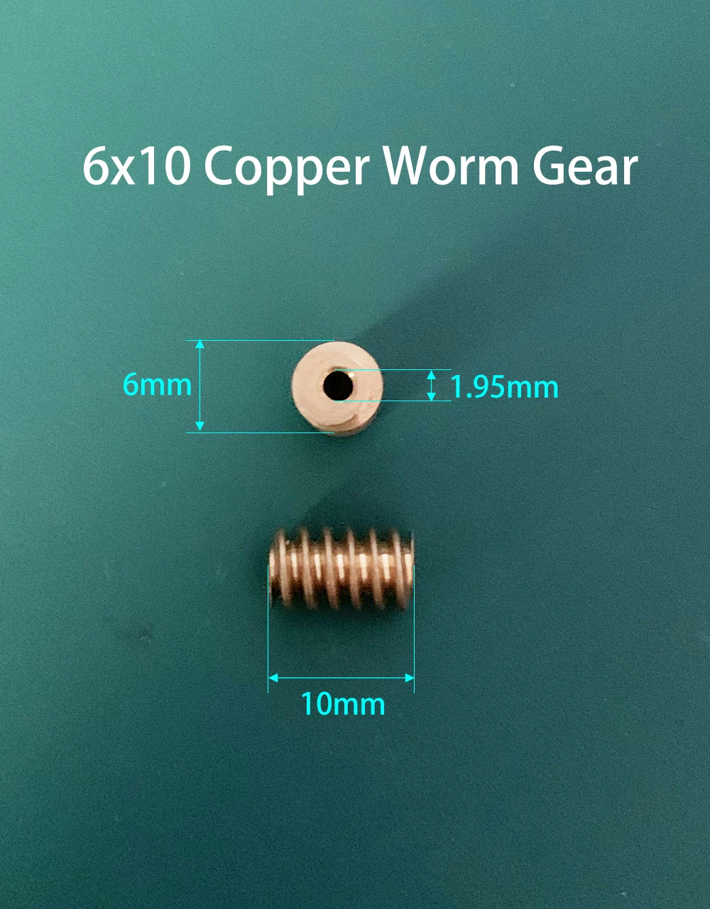 W6x10 2A 0.5M Copper Worm Gear Outer Diameter 6mm Hole 1.98mm Length 10mm Good Mechanical Metal Helical Pinion