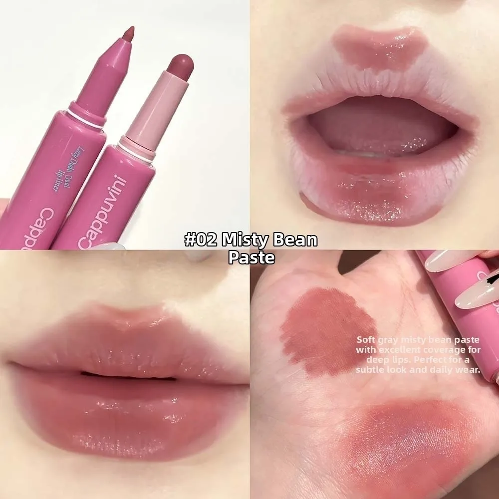 2 In 1 Lipstick Liner Combo Velvet Texture Non-Fade Dual-Use Lip Liner Long Lasting Easy Outlining Lip Liner Pencil Beauty Tool