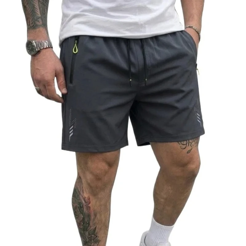 Lightweight Fitness Shorts Man Quick Dry Hawaiian Beach Zipper Pocket Shorts for Men Loose Workwear Summer Men's Swimsuit Shorts