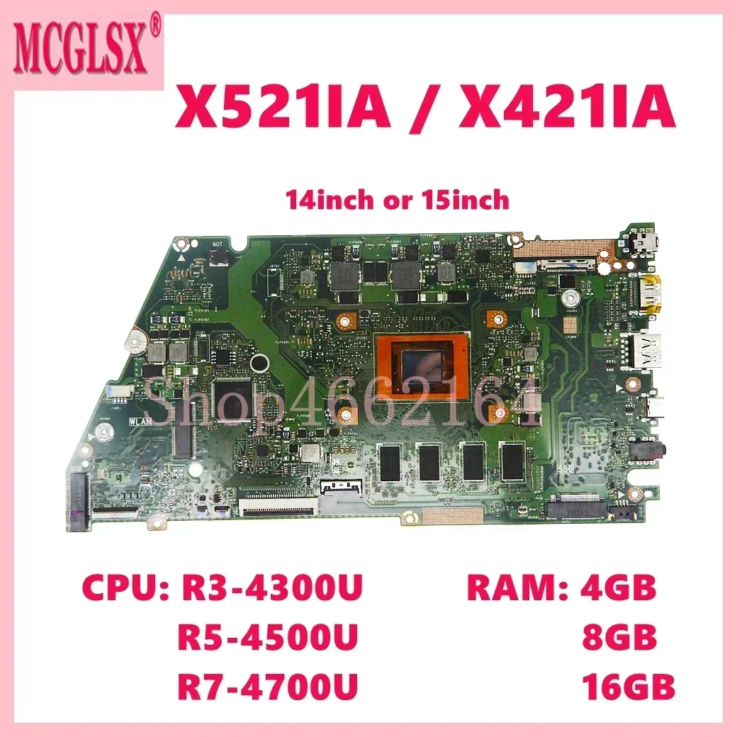 

X421IA R3 R5 R7 CPU 4GB/8GB/16GB RAM Laptop Motherboard For Asus X521IA X421IAY R421IAY M413IA KM413IA M513IA KM513IA Mainboard