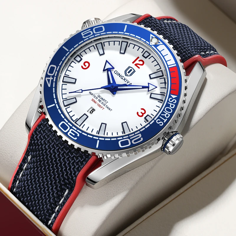 

QINGXIYA брендовые роскошные военные мужские часы, водонепроницаемые светящиеся спортивные мужские наручные часы с датой, силиконовый ремешок, кварцевые мужские часы + коробка