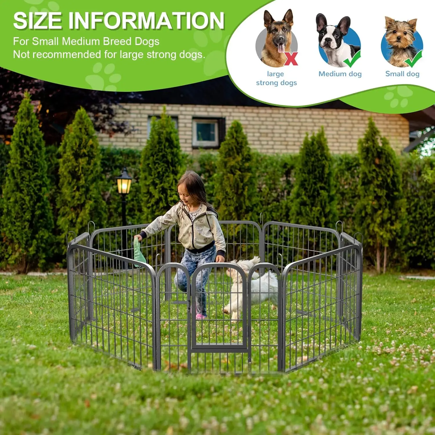 Fence Puppy Pen Outdoor Pet Playpen Portable Dog Kennel Indoor Large Enclosure Heavy Duty Metal Play Yard Gate For Small