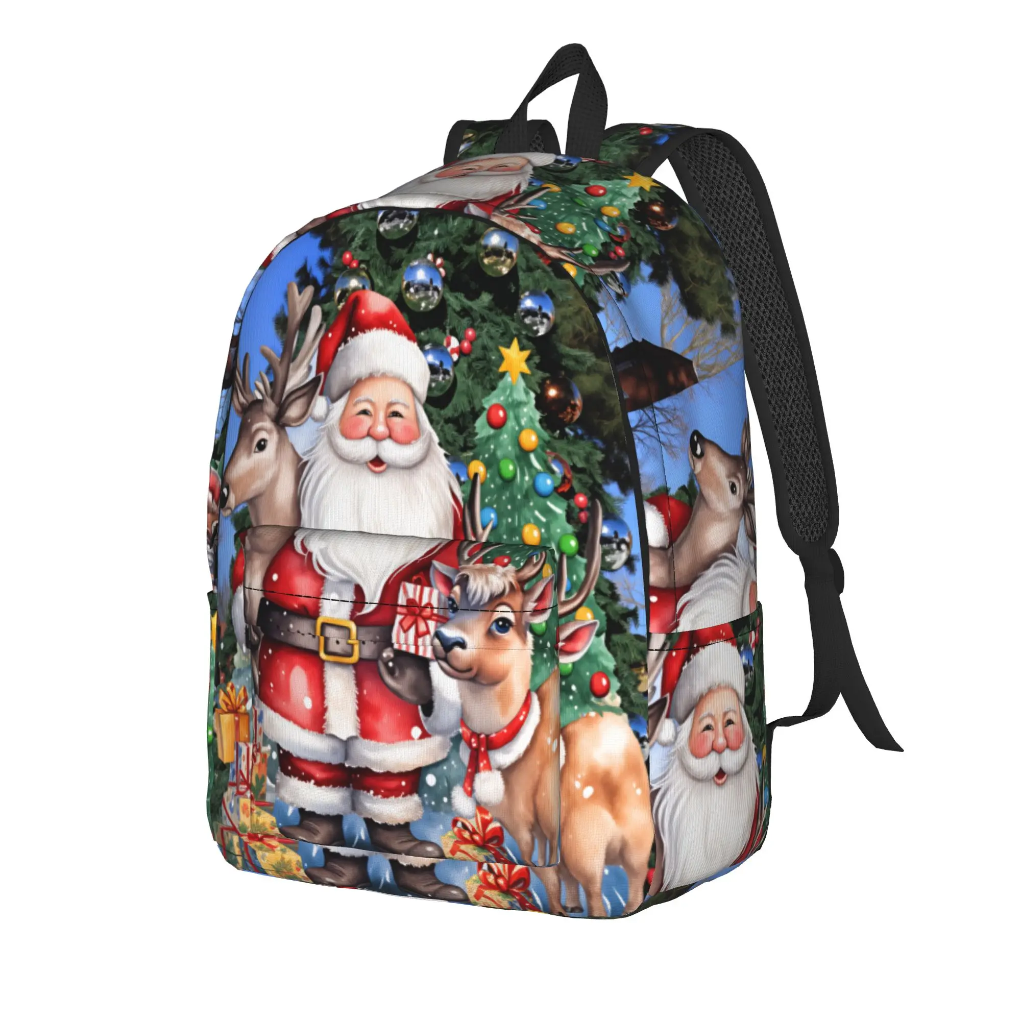 Christmas Santa Snowman Backpack  Youth Polyester Daily Backpacks Lightweight Streetwear High School Bags Rucksack