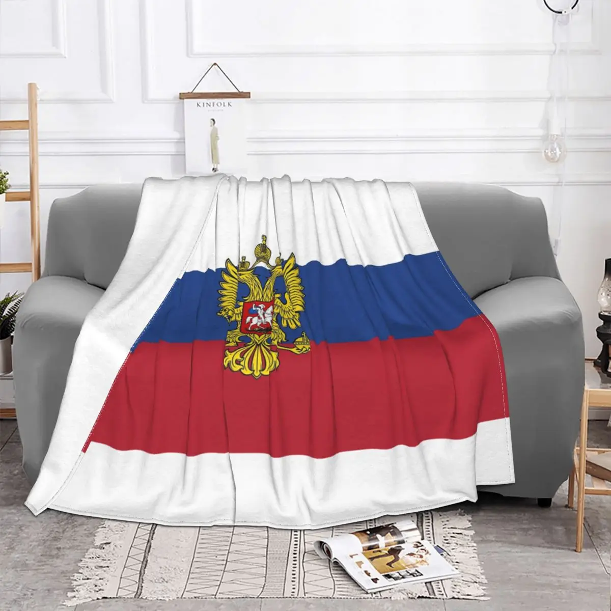 Russia Flag Knitted Blankets Flannel Soviet Russian CCCP Communist Socialist Super Soft Throw Blankets for Home Couch Bedspread