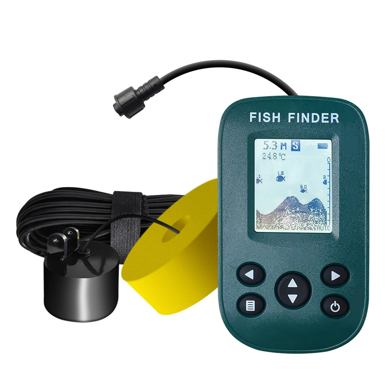 

Portable Fish Finder LCD Display Sonar Sensor Fishfinder 45 Degree Sonar Coverage Fishing Detector IPX4 Waterproof