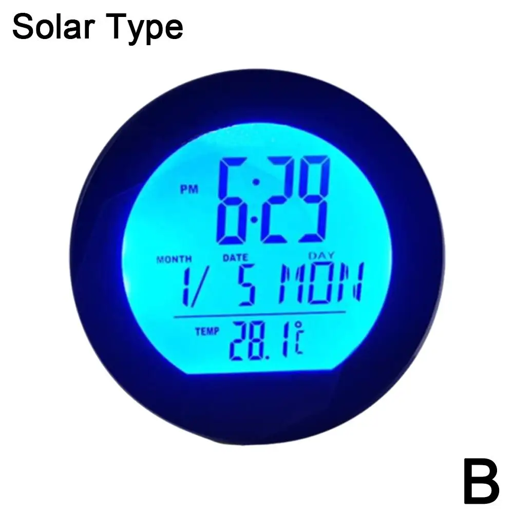 1x Power Solar Car Lcd Digital Clock Thermometer /miernik daty / wyświetlacz temperatury Podświetlenie LED Samochodowy zegar cyfrowy Lcd Di K4e4