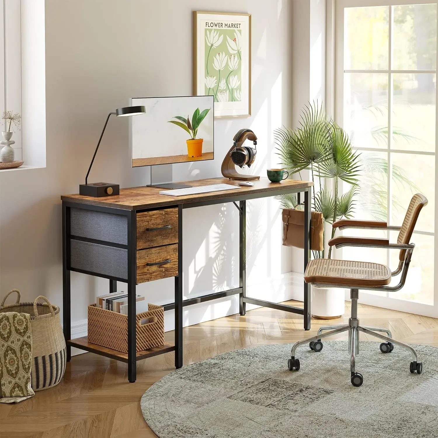 

CubiCubi Computer Home Office Desk with 2 Drawers, 40 Inch Small Desk Study Writing Table